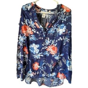 Women’s L.O.G.G. Labat of Graded Goods floral blouse print long sleeve size 12